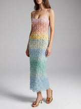 Calliope Luxury Crystal Rainbow Maxi Party Dress