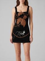 St. Barth Hand-Beaded Crystal Dress in Black