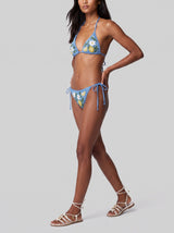 Lemon Flower Blue Beaded Bikini Top
