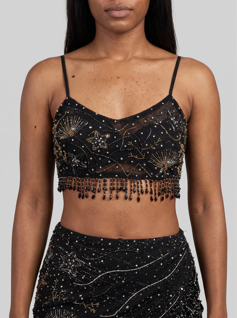Whispering Waves Black Co-ord Top X Jvmilya