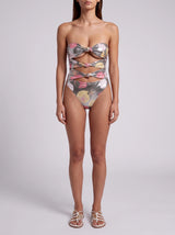 STRAPLESS SWIMSUITS SHELL STARFISH SILVER WITH HOLE