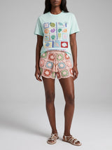 Green Mint Plage Tee Beaded T-shirt