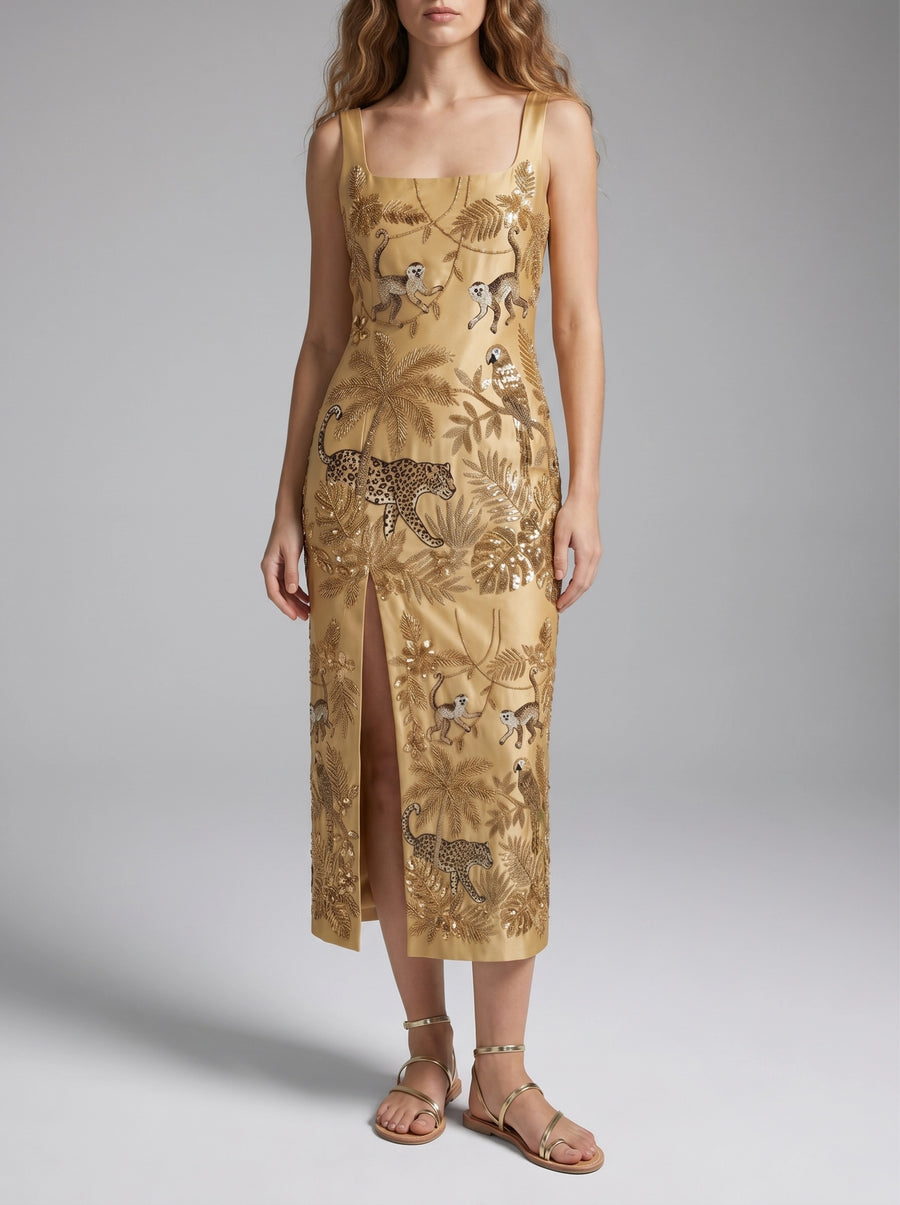 Zola Gold Midi Slip Dress