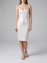 Sienna White Sequin Luxury Midi Dress