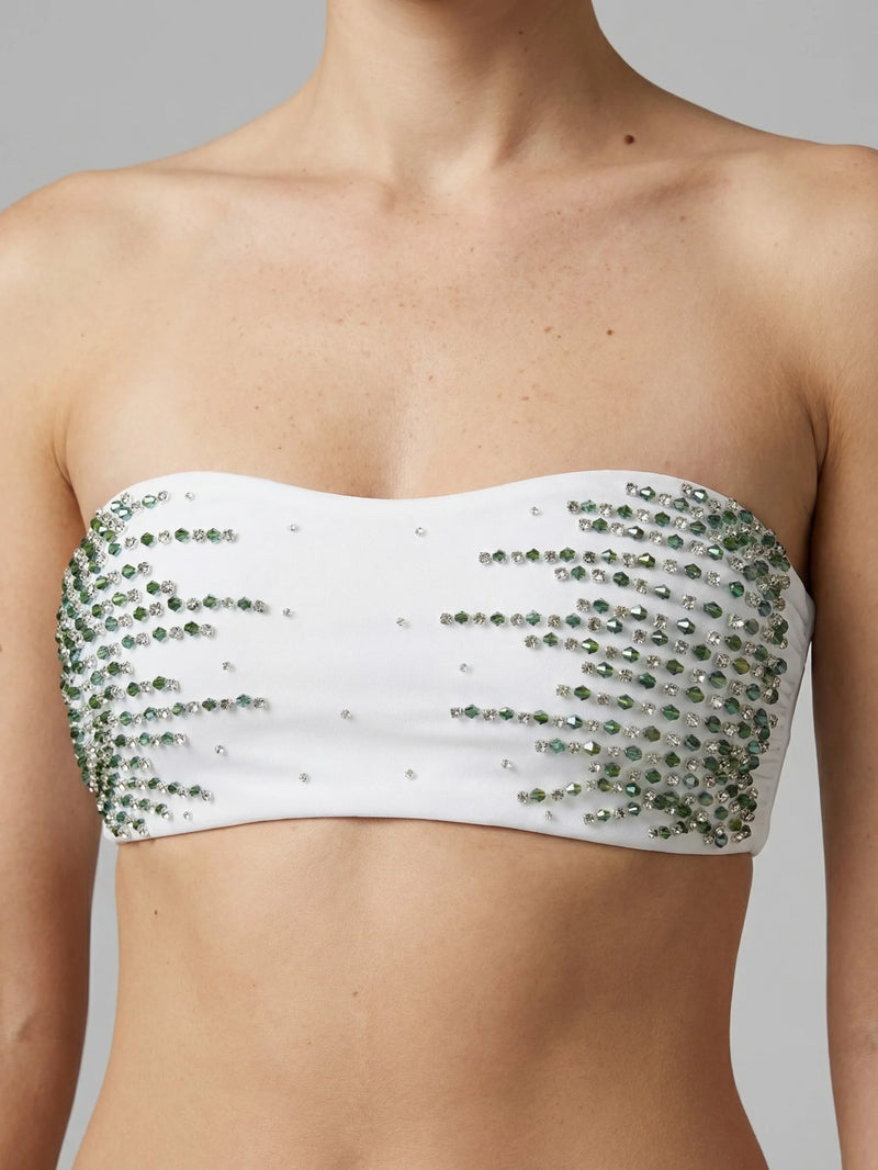 Ophelia Hand Embroidered Bikini Top White