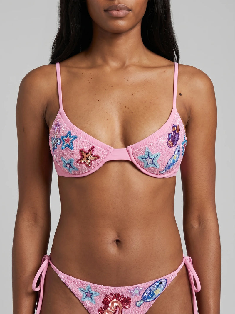 صوت Sout Underwire Bikini Top in Pink