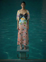 Samantha V Shaped Neckline Multi-Coloured Maxi Dress