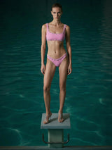 Aaliyah Hand Embroidered Crystals Bikini Top in Pink