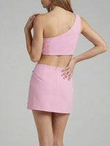 Callie Co-ord Luxe Mini Skirt Pink
