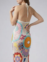 Kaia Crochet Coral Multi Maxi Dress