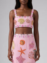 New York Hand-Embroidered Top Multi Colour