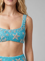 Ocean Starfish Hand-Beaded Bikini Aqua Blue