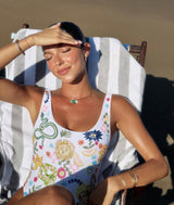 Sunny Snake Beaded Swimsuit in White