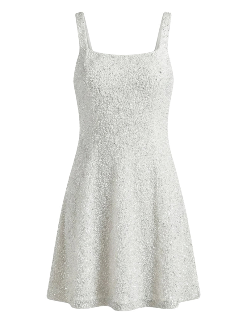 Sofia Fully Beaded White Mini Dress