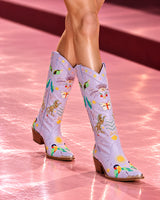Oceanus Multi Colour Embroidered Western Long Boots