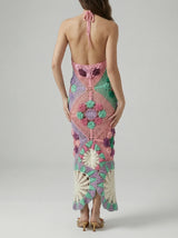 Rowan Halter Maxi Crochet Dress Multi