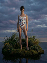 Oceanus x Zandra Rhodes Dreamshell Swimsuit White