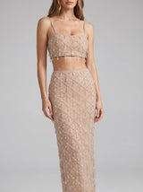 Calliope Luxury Crystal Co-Ord Top Nude