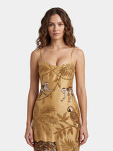 Zola Gold Midi Strap Dress