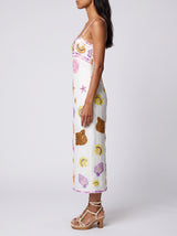 New York Strapped Dress Embroidary Straps in White
