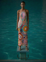 Kaia Crochet Coral Multi Maxi Dress