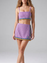 Monni Co-ord Purple Hand Embroidered Crystal Skirt