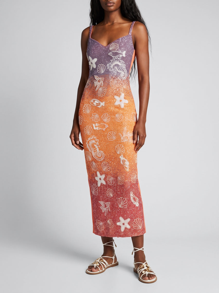 Champagne Glow Maxi Dress Purple Orange