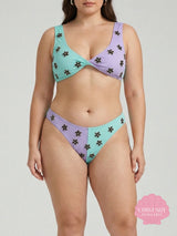 Luna Two-Tone Floral Embellished Bikini Top