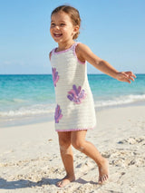 Coral White Crochet Kids Dress