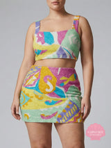 South Beach Azure Beaded Crop Top Multi colour