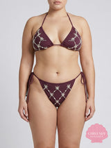 Orion Beaded Burgundy Bikini Bottom