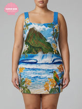 Mountain Blue Beaded Mini Dress