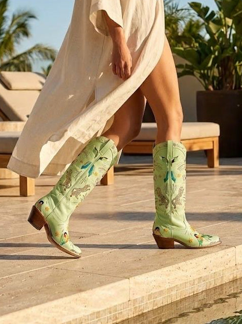 Willow Embroidered Leather Boots Multi Colour