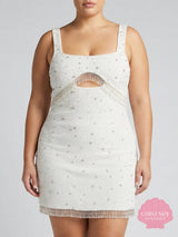Posy White Beaded Mini Dress