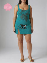 Curve St. Barth Hand-Beaded Crystal Dress - Teal