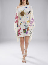 Sea Fantasy Pastel Multi Color Embroidered Kaftan
