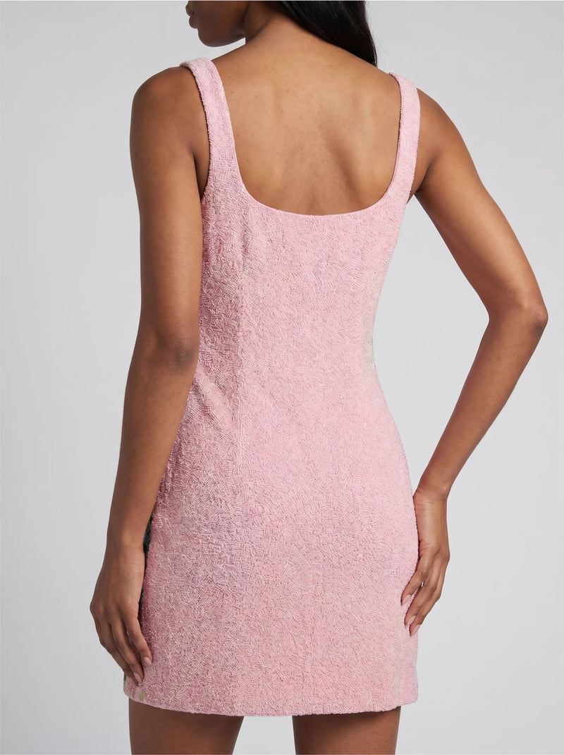 Pink Paradise Safari Beaded Mini Dress