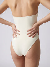 Coral Plain White Cream Swimsuit