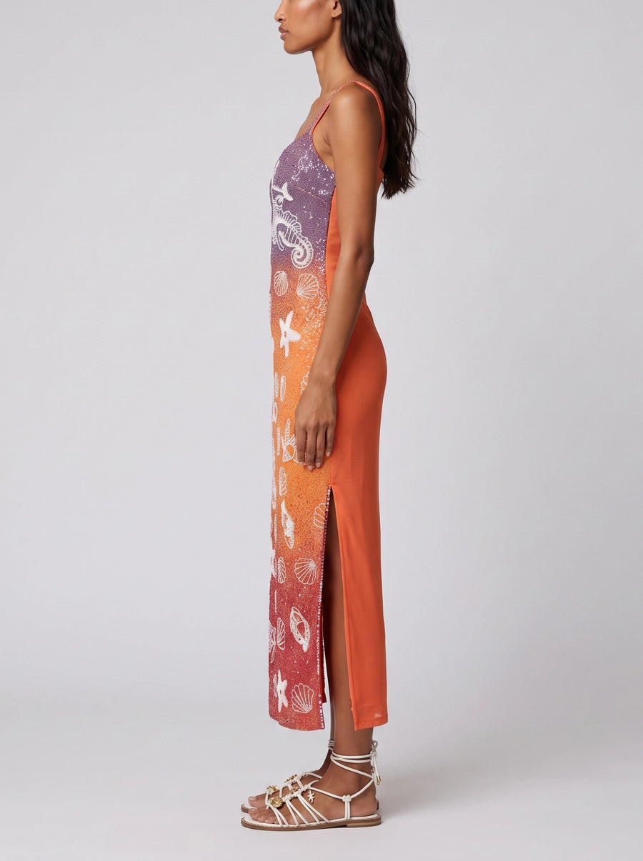 Champagne Glow Maxi Dress Purple Orange