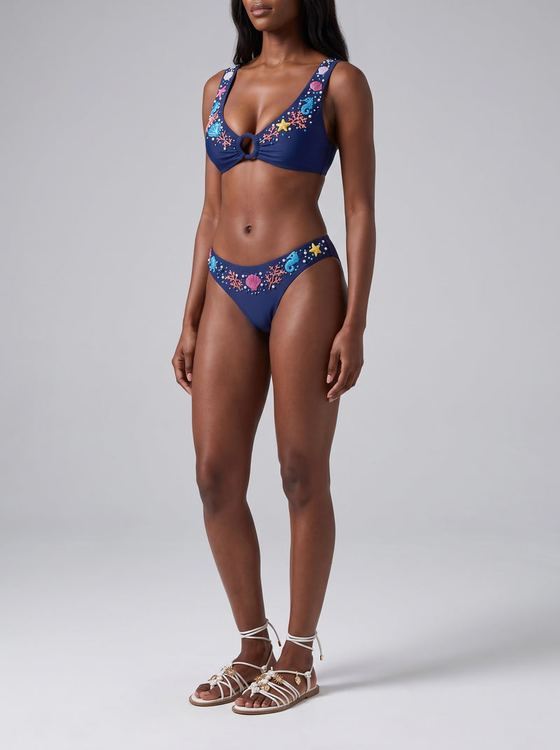 Oceanus Pearl Tide Navy Bikini Bottom