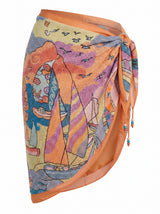 Ocean Boat Basic Orange Embroidered Sarong
