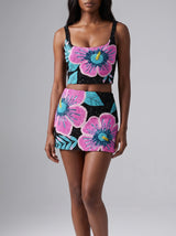 Royal Hibiscus Black Co-ord Top