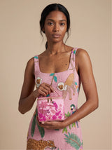 Tropical Pink Hand-Embroidered Vanity Bag