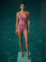 Oceanus x Zandra Rhodes Nebula Shell Bikini Top Fuchsia