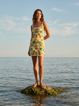 Aurelia Embroidered Luxury Sequin Mini Dress Yellow