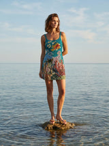 Coastal Fish Coral Mini Dress Green