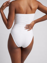 Sun Sequin White Strapless Swimsuit