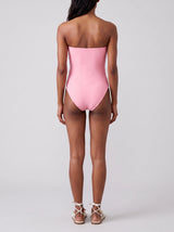 Pink Shell Half Beaded Strapless Swimsuit