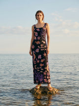 Coraline Black Purple Maxi Dress