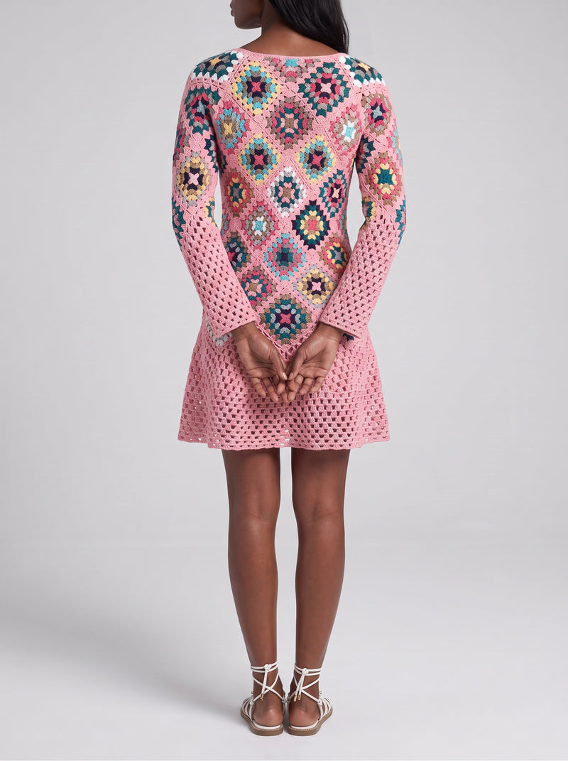 Spring Pink Crochet Dress